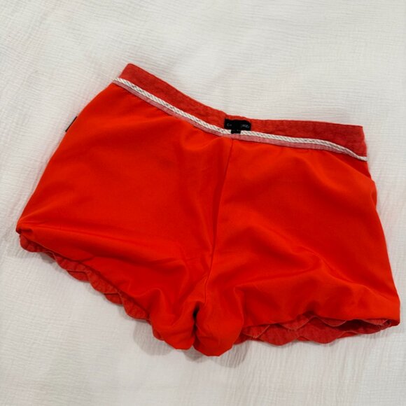 Cynthia Rowley Red Linen Blend Scalloped Hem Shorts Women’s Size 10 Lined, Side - Picture 3 of 15
